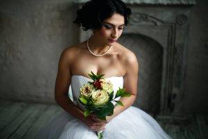 women, Brides, Dress, Flowers