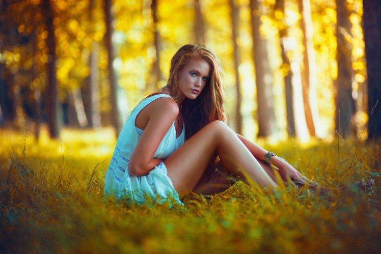 women Outdoors, Sitting, Women, Model, Trees, Nature HD Wallpaper Desktop Background