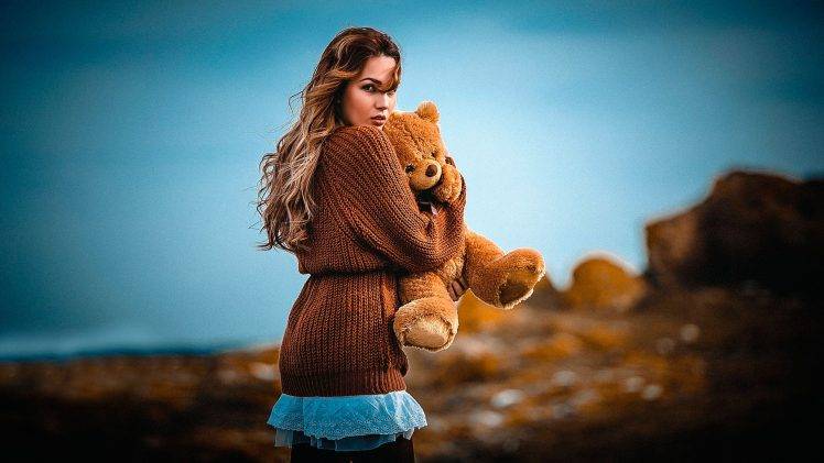 women Outdoors, Women, Model, Teddy Bears HD Wallpaper Desktop Background