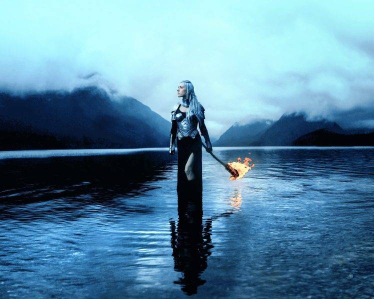 women, Fantasy Art, Fire, Nature, Water HD Wallpaper Desktop Background