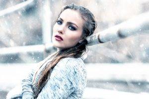 face, Women Outdoors, Women, Model, Snow, Portrait