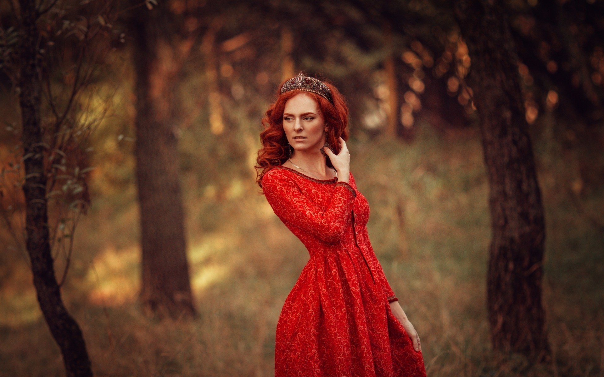 women Outdoors, Women, Model, Redhead, Dress Wallpaper