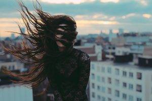 hair In Face, Brunette, David Olkarny, Windy, Wind, See through Clothing, Rooftops, Skyline, Brussels