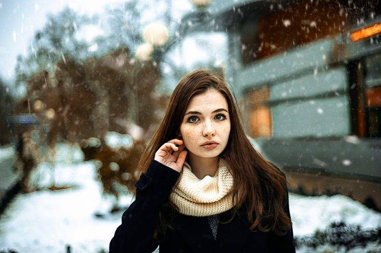 women Outdoors, Women, Model, Snow, Portrait HD Wallpaper Desktop Background