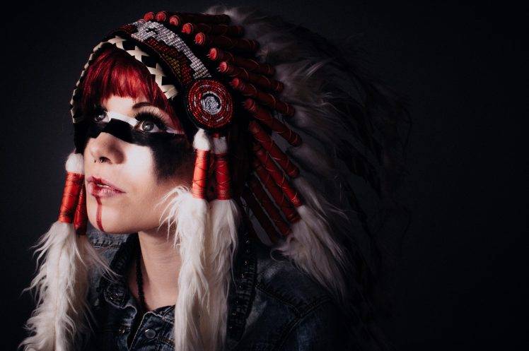 women, Costumes, Native American Clothing, Headdress HD Wallpaper Desktop Background