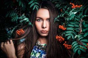 women, Face, Model, Plants, Portrait