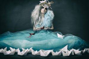 women, Fantasy Art, Paper Boats