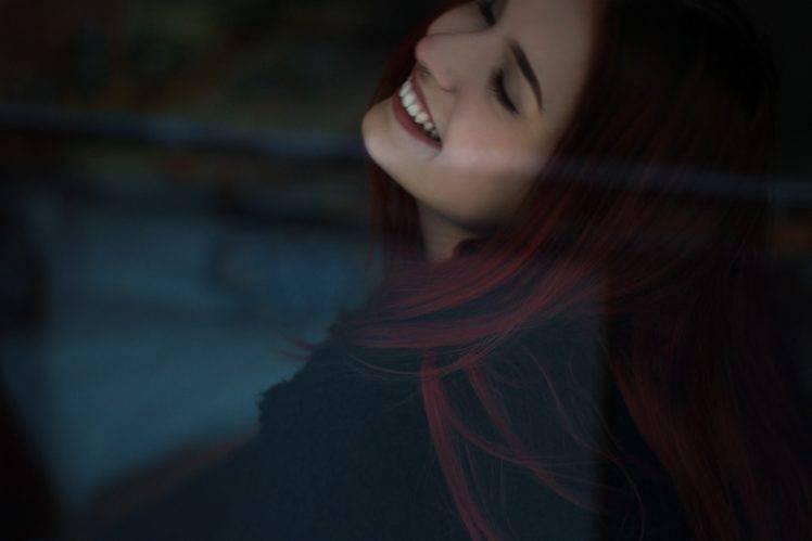 women, Redhead, Pierced Nose, Smiling HD Wallpaper Desktop Background