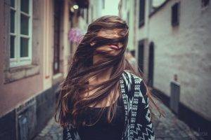 women, Hair In Face, Windy