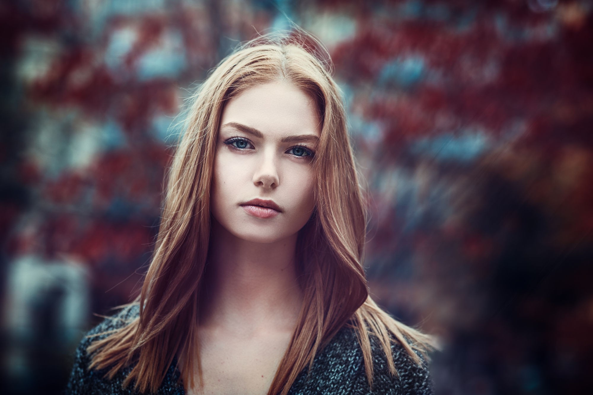 women, Redhead, Blue Eyes Wallpaper