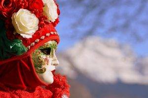 profile, Carnivals, Mask, Flowers, Costumes