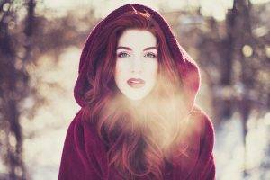 women, Redhead, Little Red Riding Hood, Cold