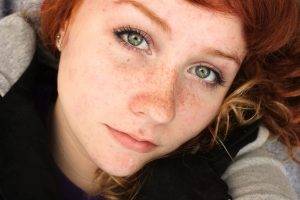 women, Redhead, Blue Eyes, Looking At Viewer, Freckles
