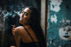 women, Model, Asian, Smoking