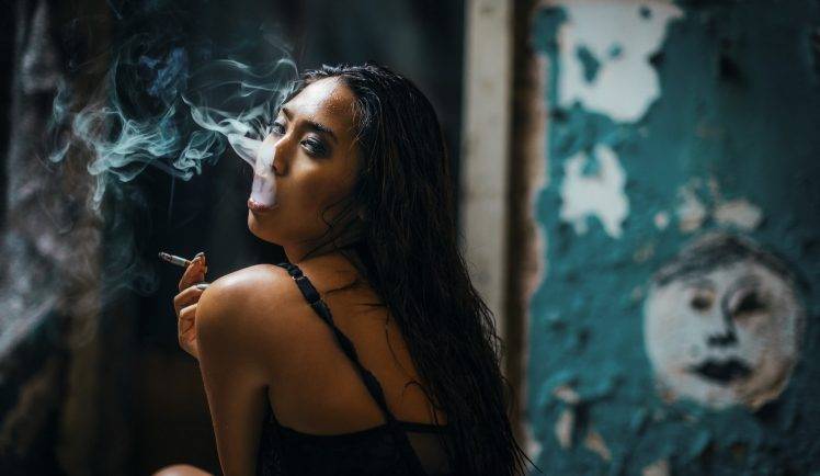 women, Model, Asian, Smoking HD Wallpaper Desktop Background