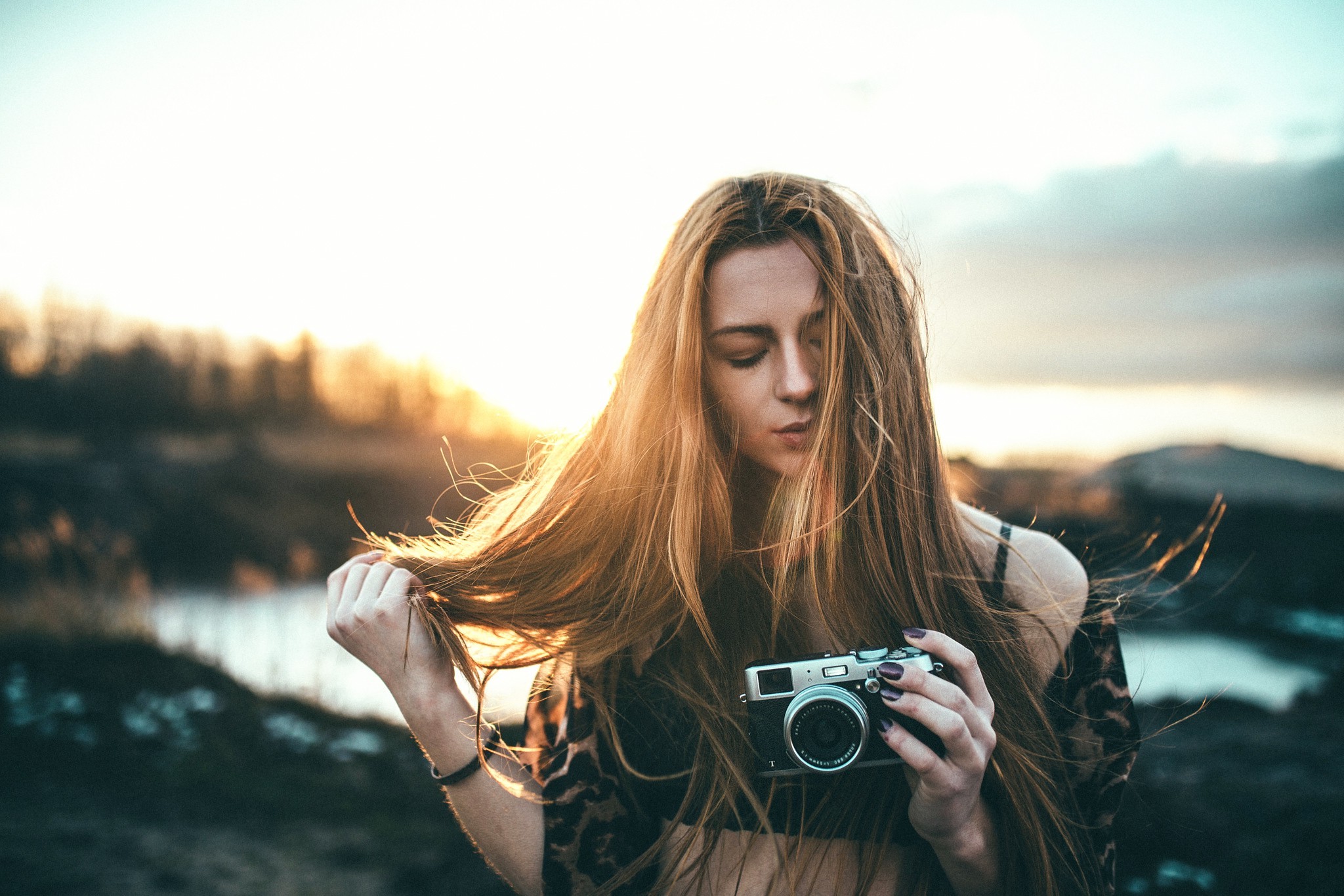women, Women Outdoors, Model, Camera Wallpaper