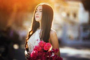 women, Asian, Model, Flowers