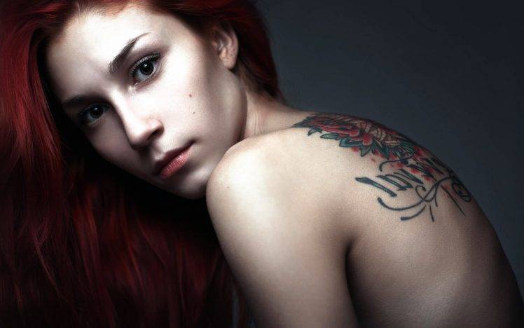 redhead, Women, Tattoos, Model, Bare Shoulders HD Wallpaper Desktop Background