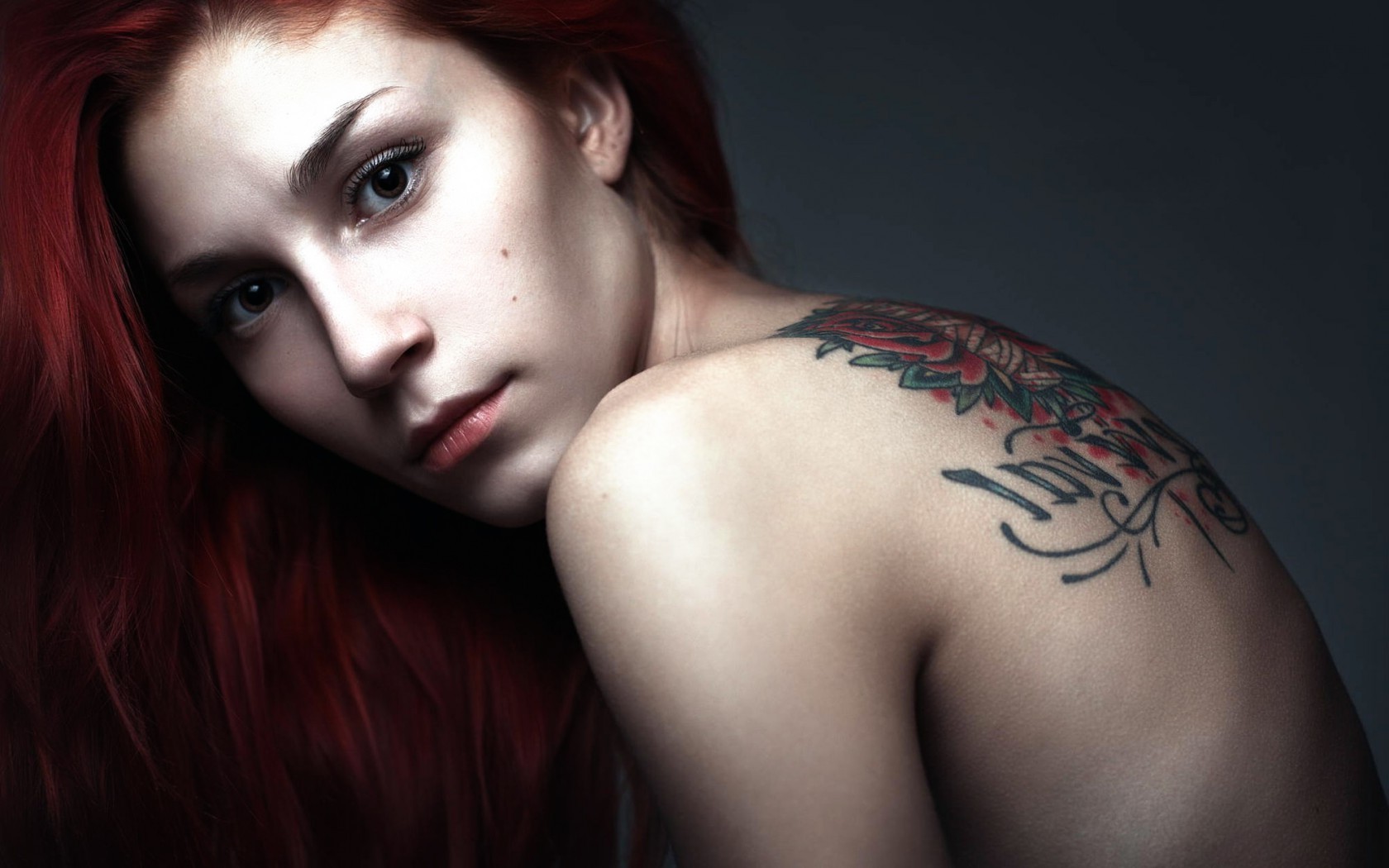redhead, Women, Tattoos, Model, Bare Shoulders Wallpaper