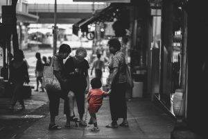 old People, Children, City, Selective Coloring, Urban, Hong Kong