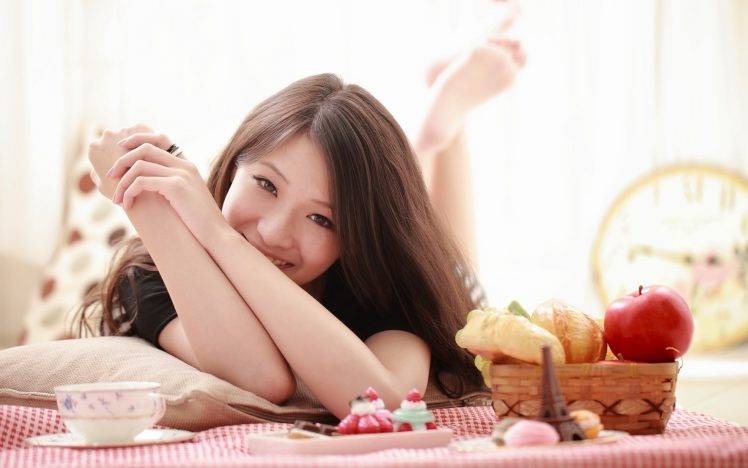 Asian, Women, Model, Breakfast, Smiling HD Wallpaper Desktop Background