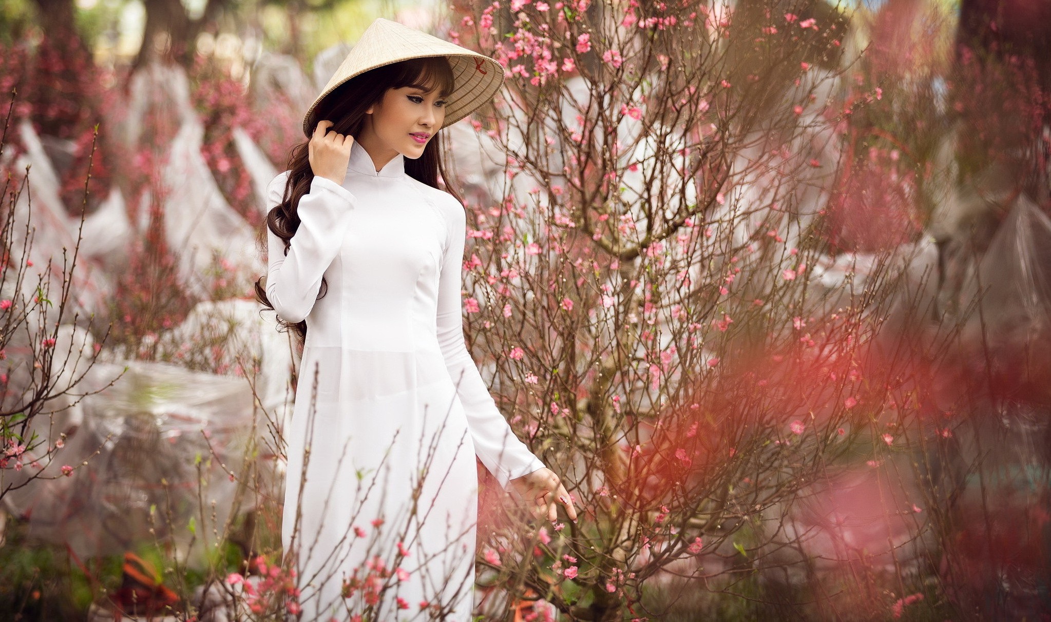 Women Outdoors Asian Women Model Nature Hat Wallpapers Hd