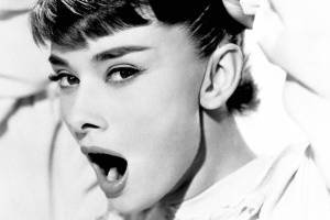 women, Audrey Hepburn, Open Mouth, Looking At Viewer, Monochrome