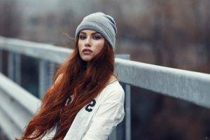women, Redhead, Face, Pierced Nose, Smoky Eyes, Women Outdoors, Alessandro Di Cicco, Brown Eyes, Portrait, Depth Of Field