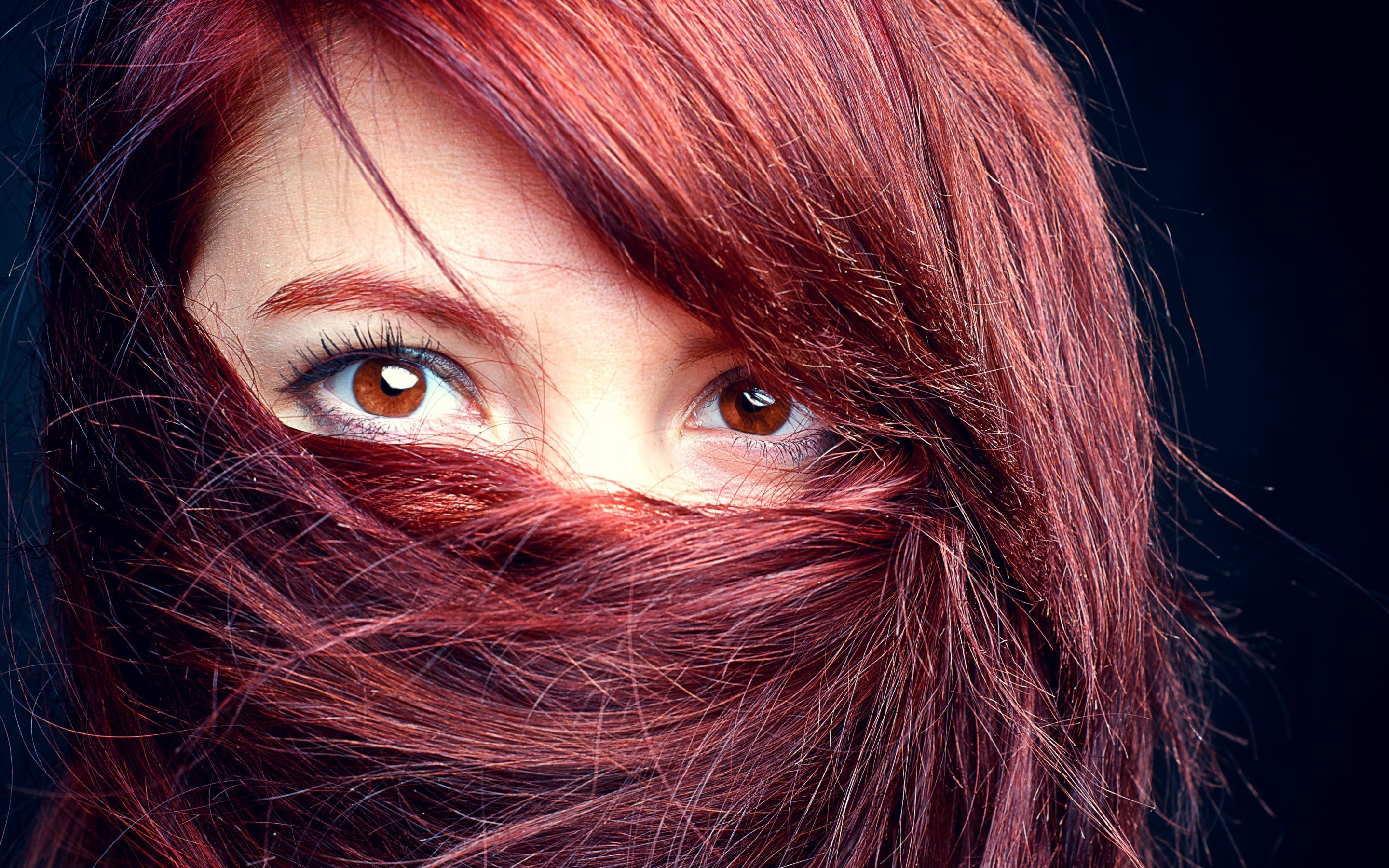 women, Redhead, Looking At Viewer, Hair In Face, Brown Eyes Wallpaper