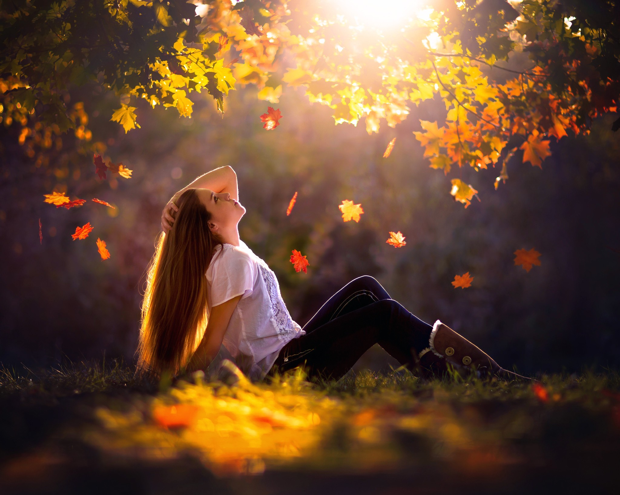 women Outdoors, Women, Model, Leaves, Sunlight Wallpaper