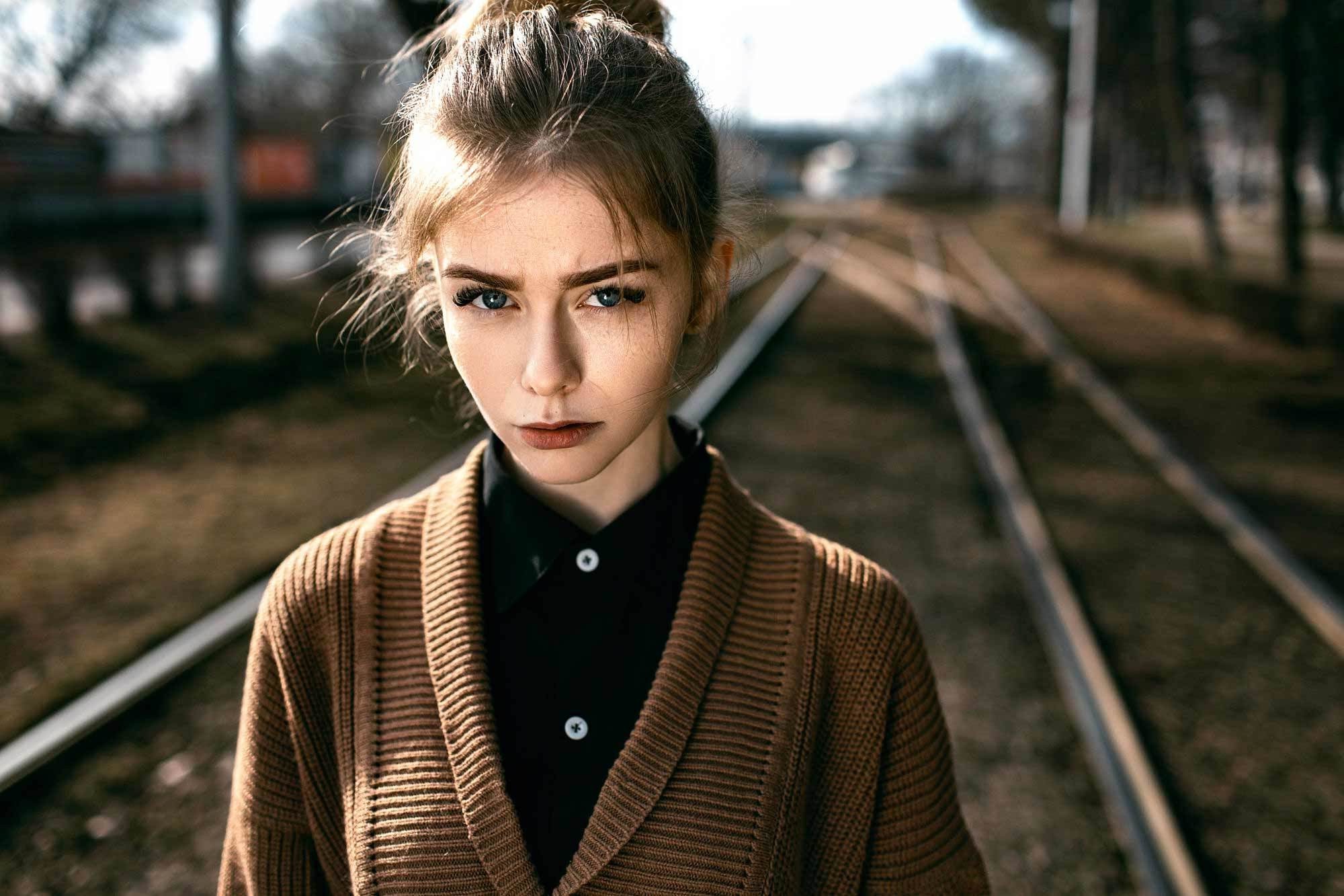 face, Women, Model, Urban, Railway Wallpaper