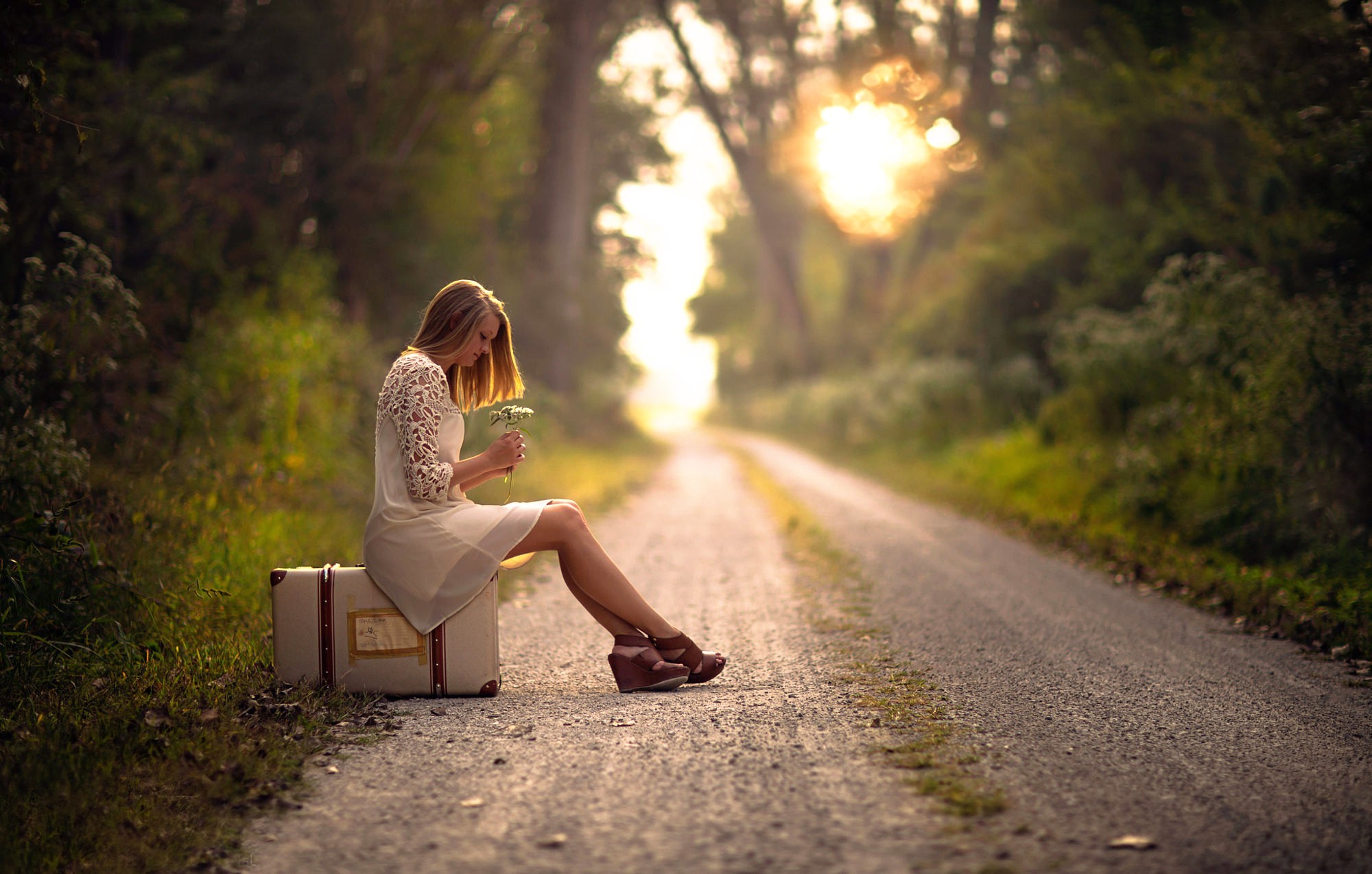 Women Outdoors Women Sitting Model Jake Olson Blonde Road Images, Photos, Reviews