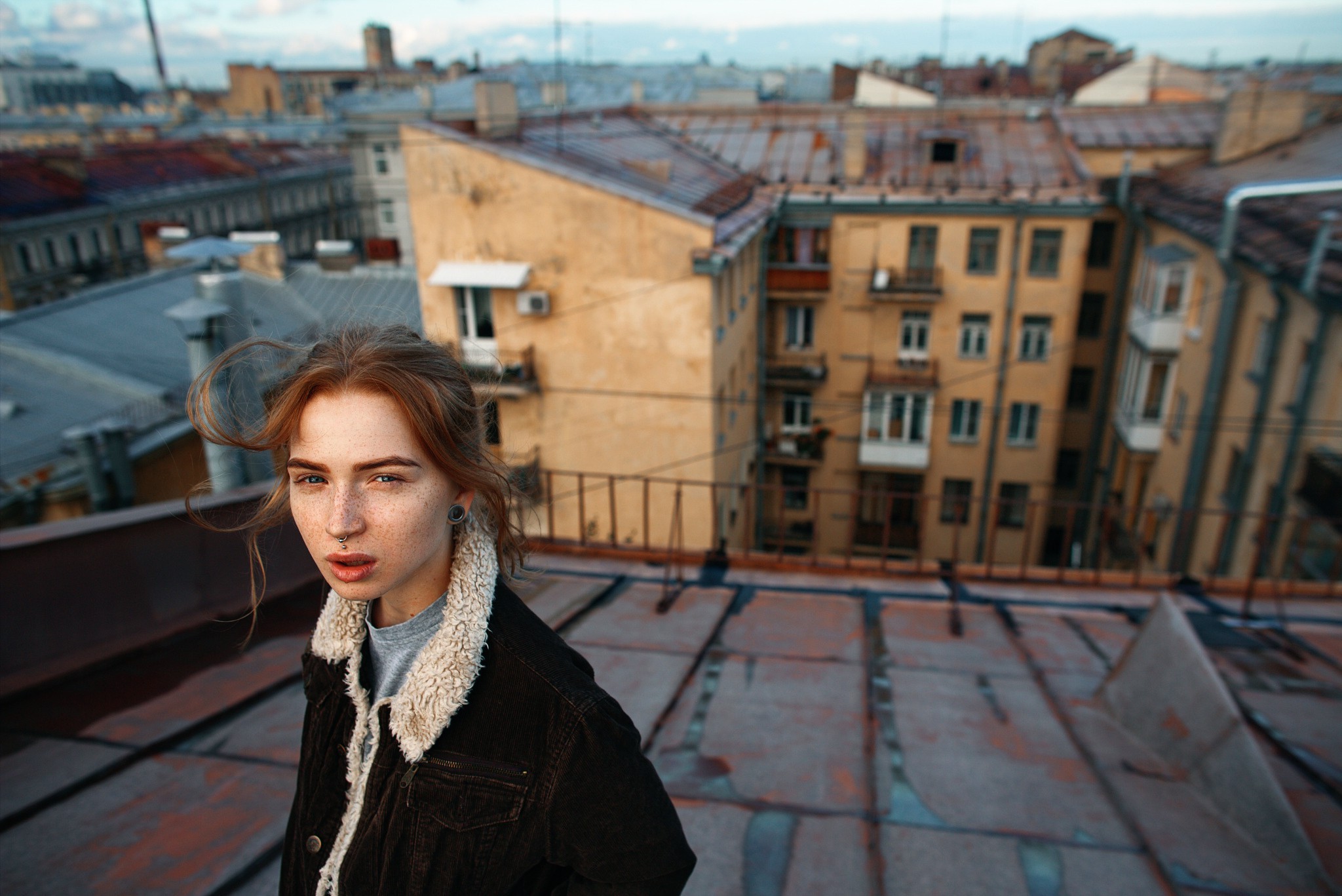 women, Rooftops, City Wallpaper