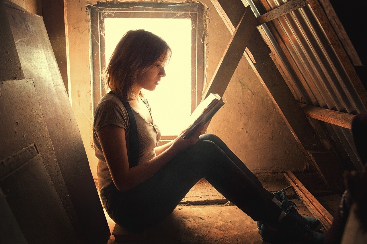 women, Books, Attics Wallpaper