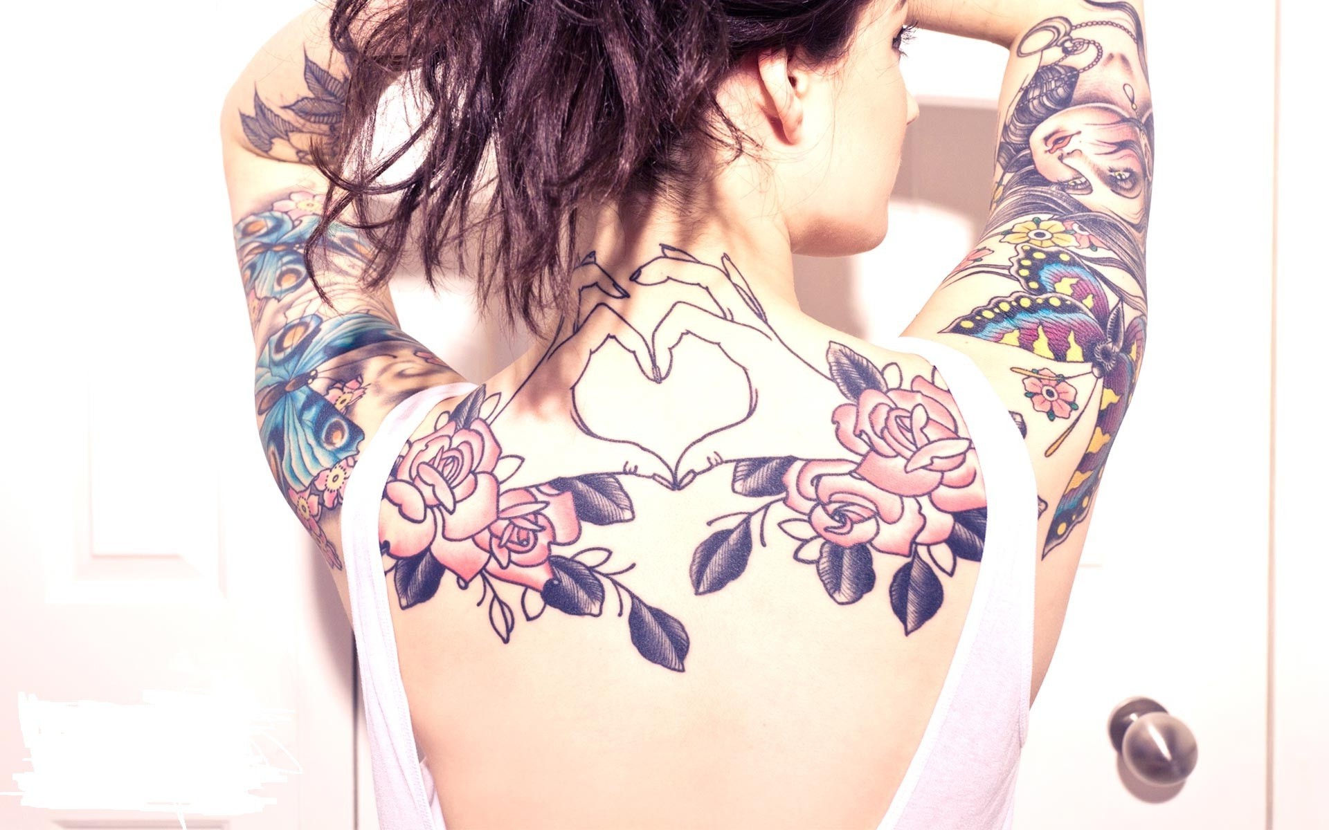 women, Tattoos, Back Wallpaper