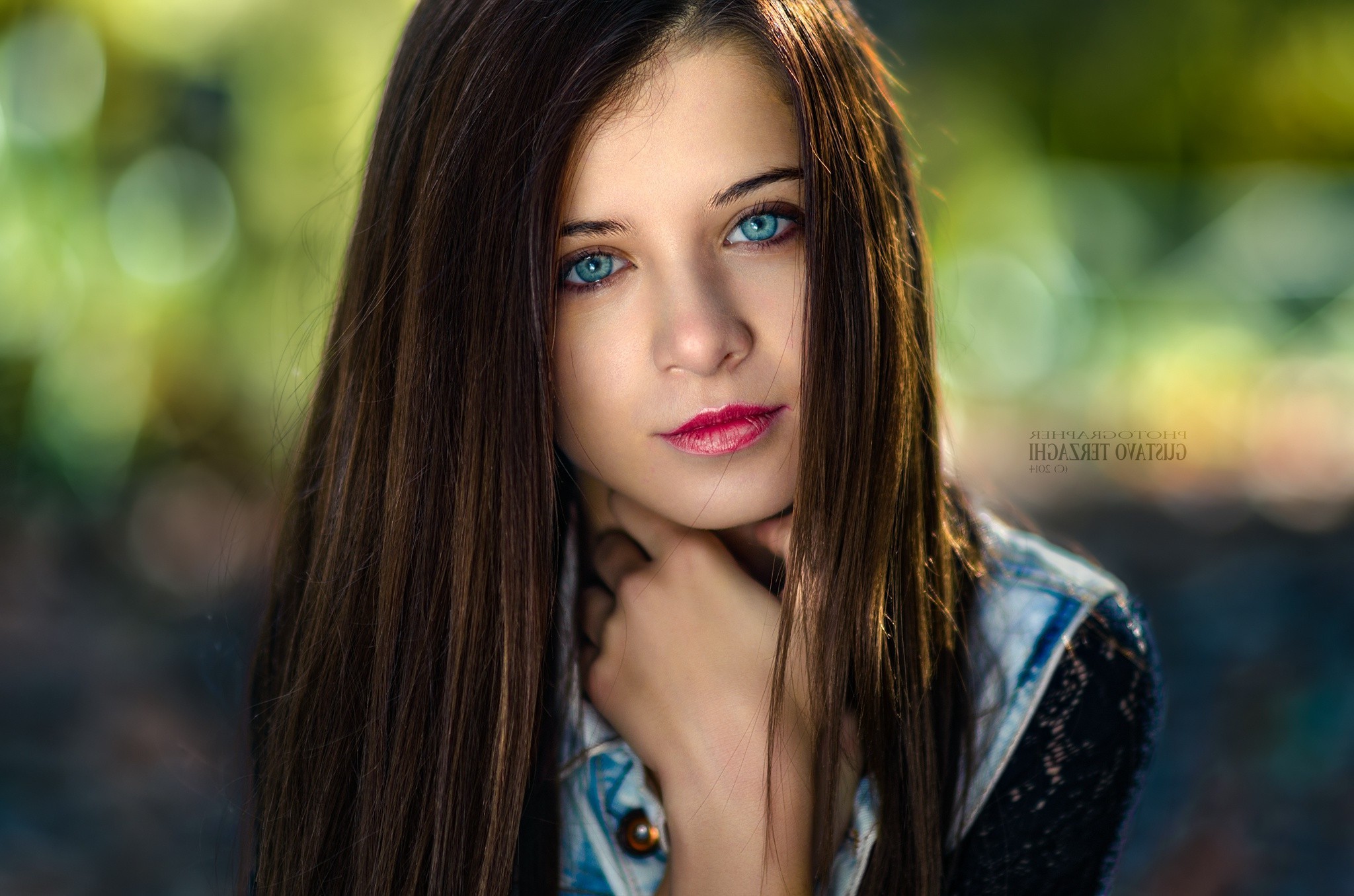Gustavo Terzaghi, Model, Women, Long Hair, Looking At Viewer, Straight Hair, Face, Blue Eyes, Too Young For You, Depth Of Field Wallpaper