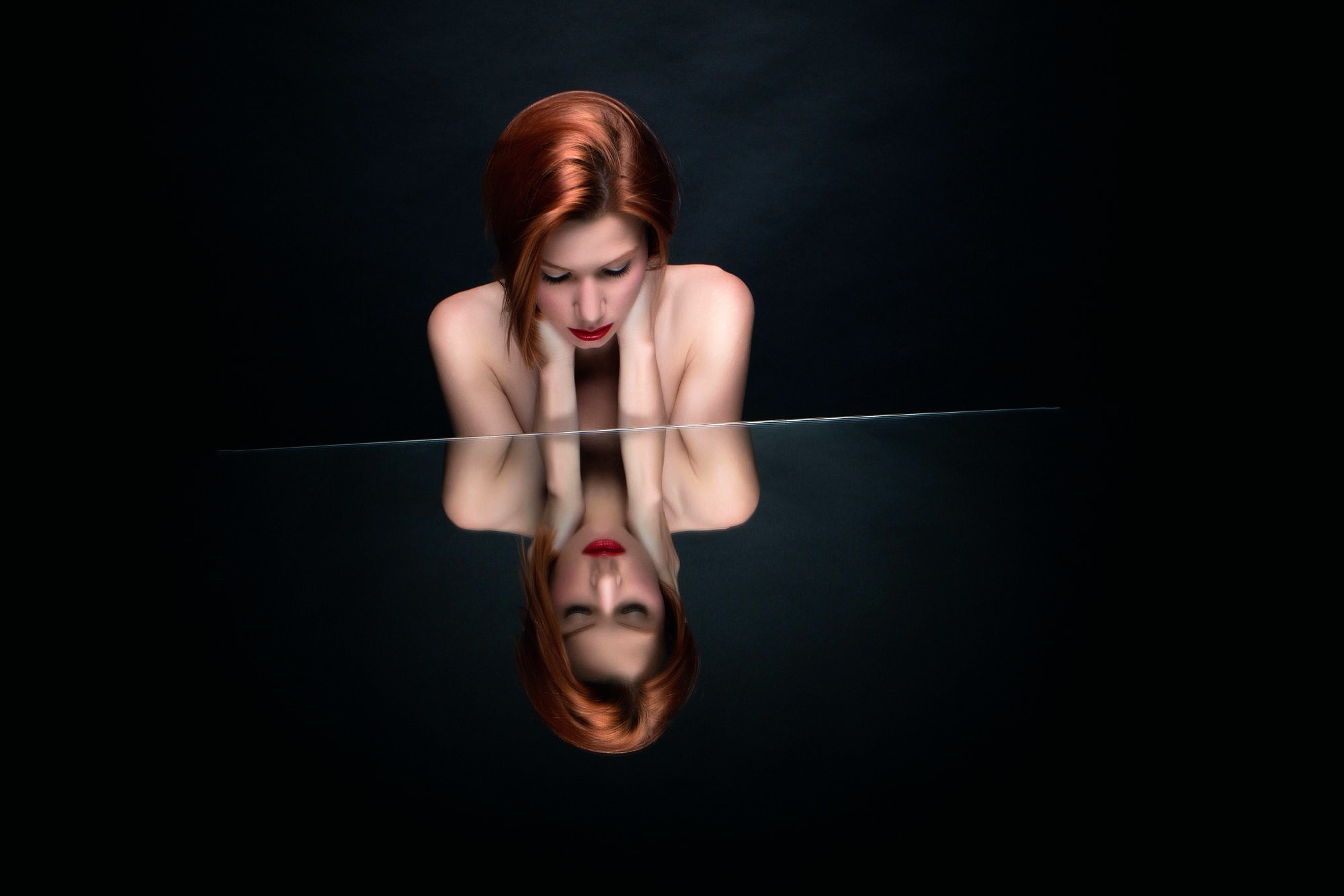 redhead, Women, Model, Reflection Wallpaper