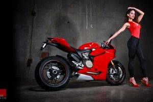 hands On Head, Women With Bikes, Ducati 1199, Motorcycle, Tight Clothing, High Heels, Red Heels