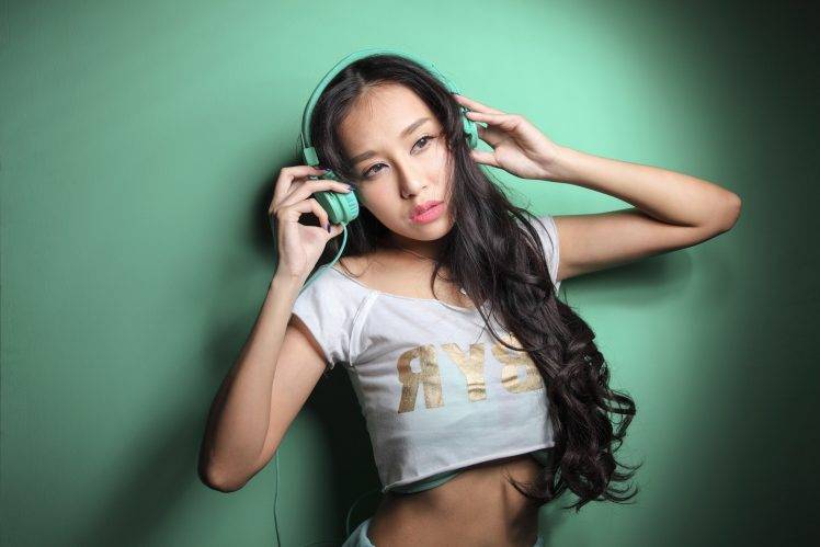 Asian, Women, Model, Headphones HD Wallpaper Desktop Background