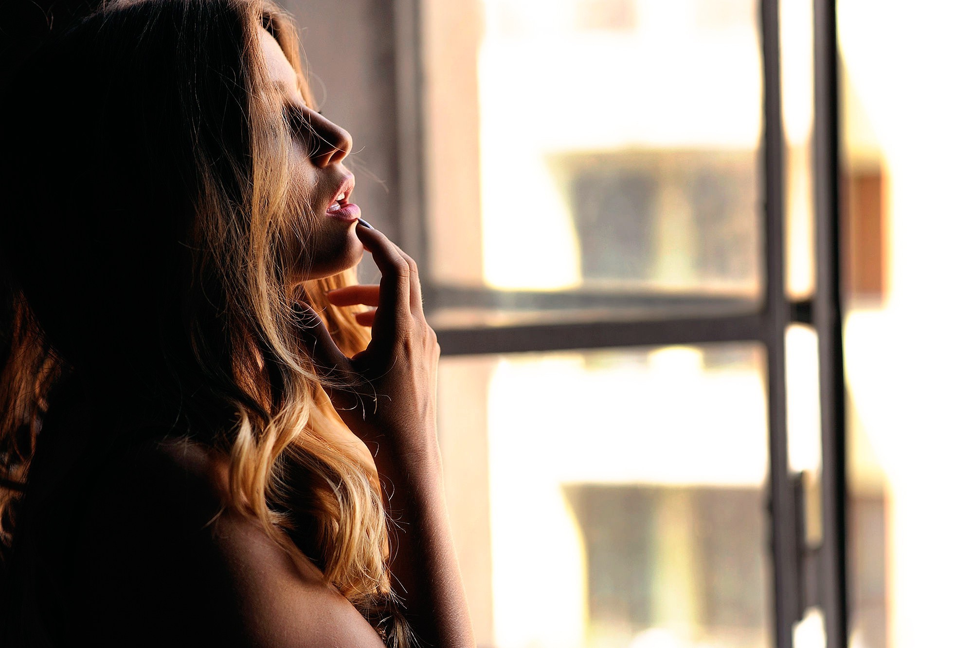 closed Eyes, Women, Model, Window Wallpaper