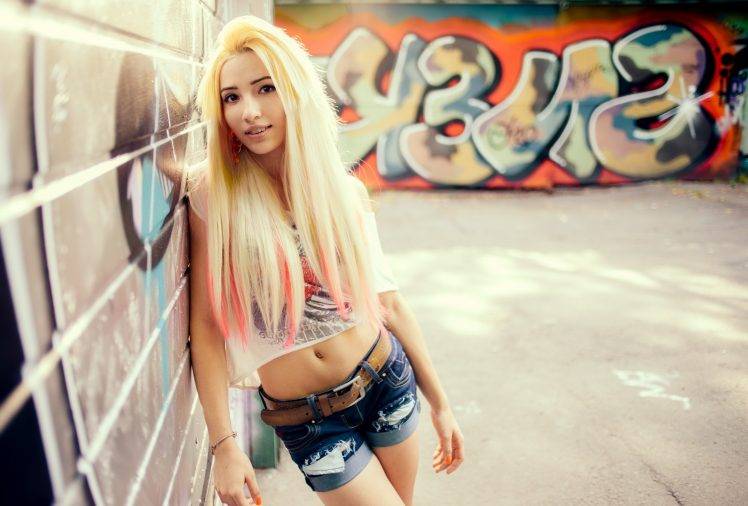 Asian, Blonde, Women, Model, Urban HD Wallpaper Desktop Background