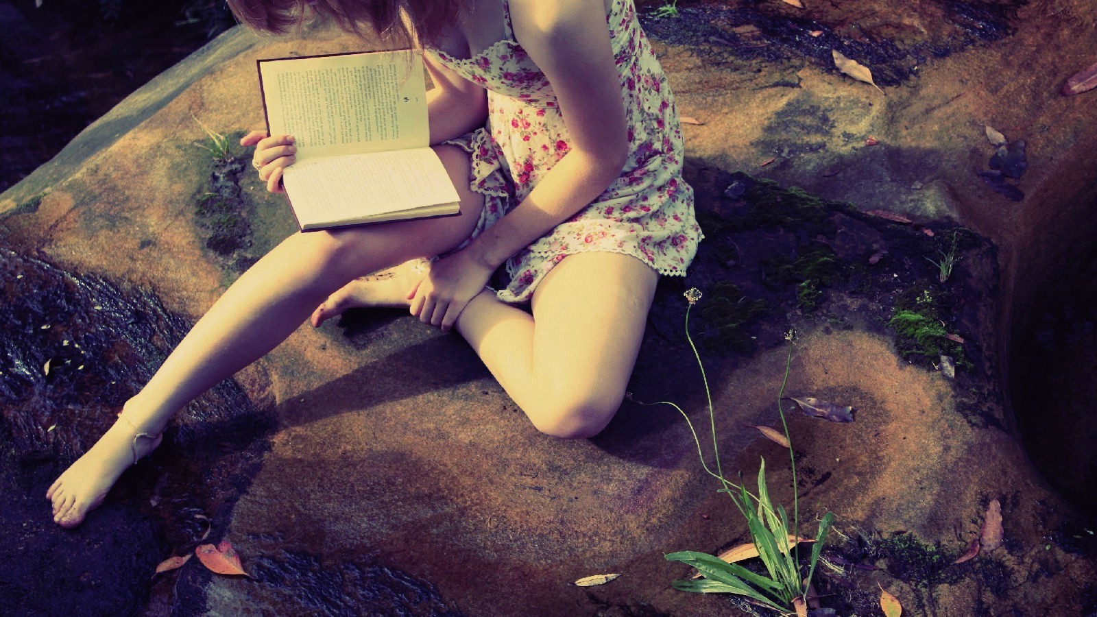 women, Barefoot, Summer  Dress, Books, Reading Wallpaper
