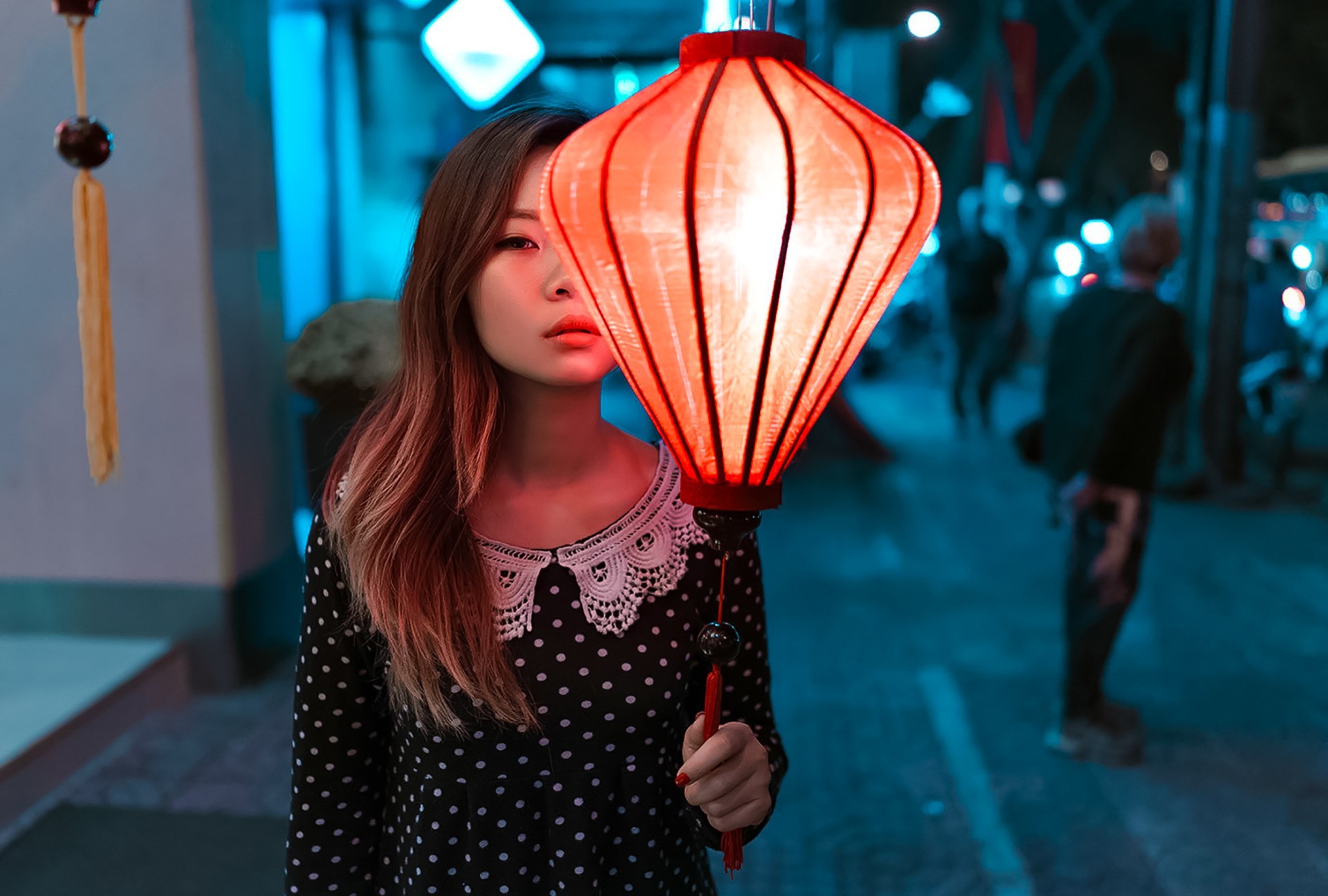 Asian, Women, Model, Lantern, Urban Wallpaper