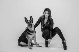 Lexy Panterra, High Heels, Dog, Monochrome