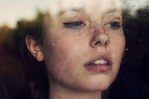 women, Ruby James, Looking Out Window, Freckles, Skye Thompson, Nose Rings, Brown Eyes
