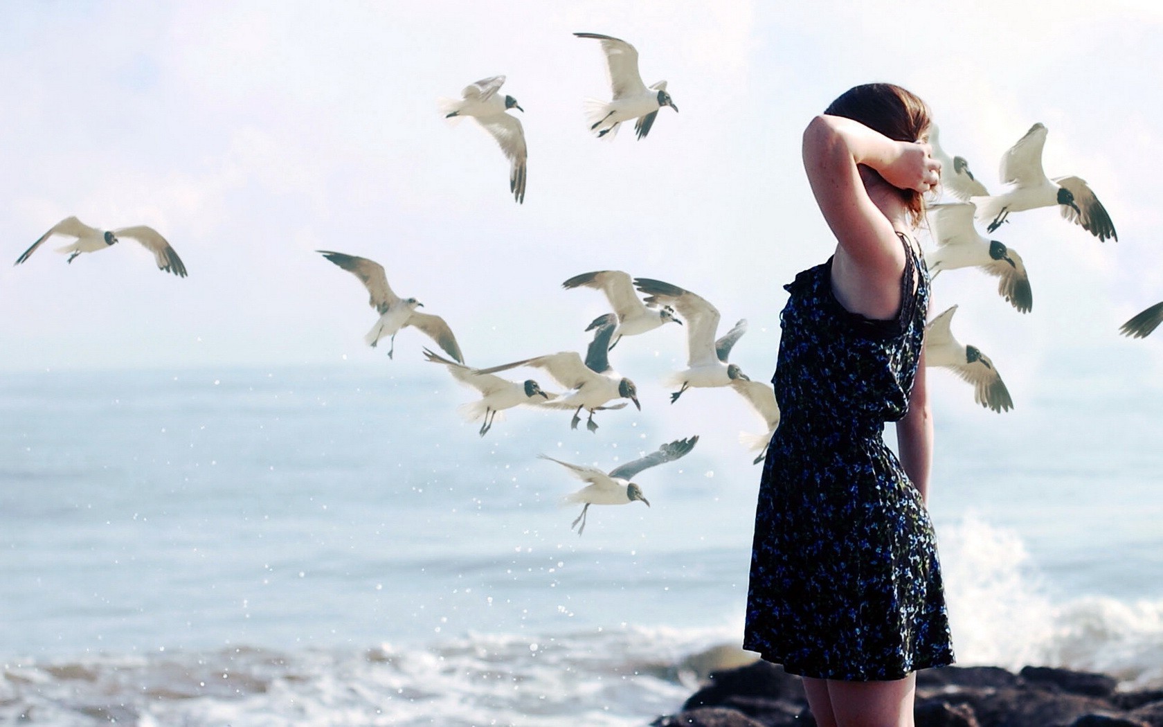 women, Long Hair, Water Wallpaper