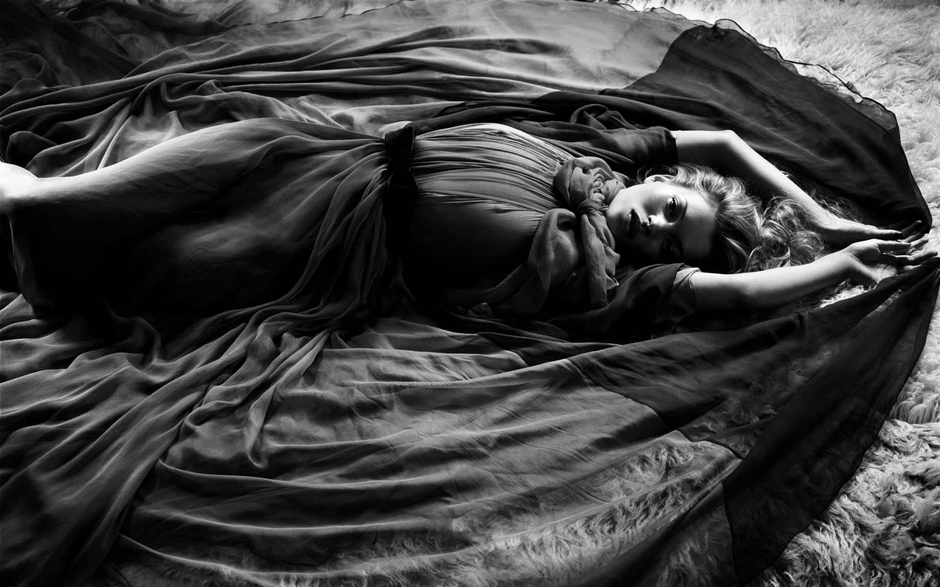 Kate Moss, Women, Model, Nipples Through Clothing, Monochrome Wallpaper