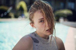 women, Ruby James, Wet Hair, Hair In Face, Looking At Viewer, Nose Rings