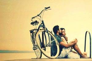 couple, Women, Men, Hugging, Love, Emotions, Bicycle