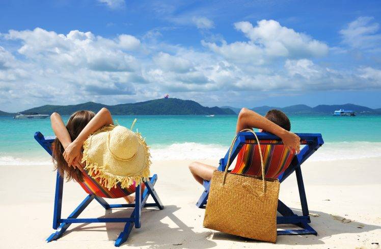 relaxation, Couple, Men, Women, Landscape, Nature, Beach, Sea, Relaxing, Tropical, Vacation HD Wallpaper Desktop Background